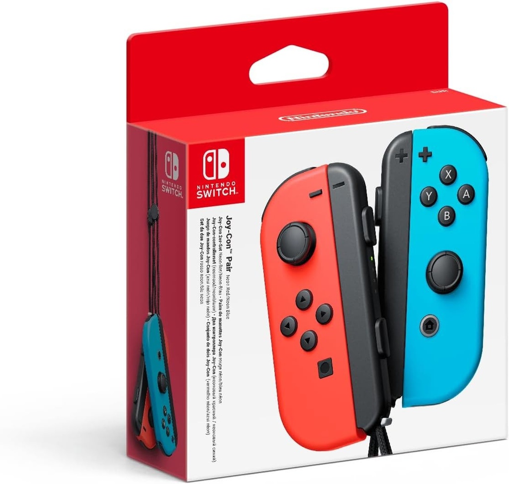 Pachet de 2 Nintendo Joy-Con Neon Red/Neon Blue, Wireless, compatibil cu consolele de jocuri