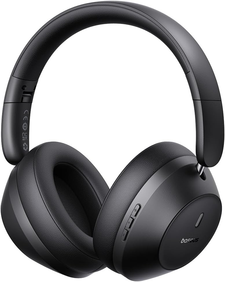 Casti supraear Bluetooth Baseus cu bas puternic, timp de redare 50 de ore, claritate a apelurilor ENC, izolare la zgomot, potrivire confortabila, casti usoare, pliabile