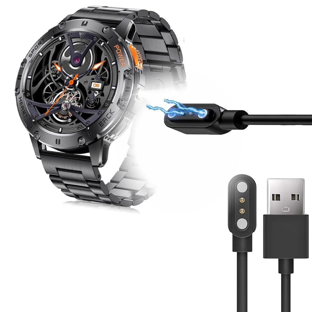 Cablu de incarcare Blueshaweu compatibil cu smartwatch LIGE EF5 1.43'', statie de incarcare pentru incarcator cu cablu compatibil pentru smartwatch LIGE EF5/DREMAC EF5 / ESFOE EF5 1.43'' (negru)
