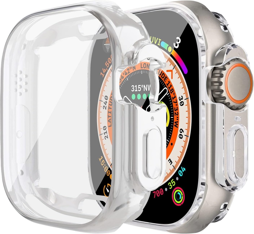 Husa moale compatibile pentru Apple Watch Ultra 49 mm Protector de ecran peste tot Husa de protectie ultra-subtire de inalta definitie pentru iWatch Ultra 49 mm argintiu/transparent