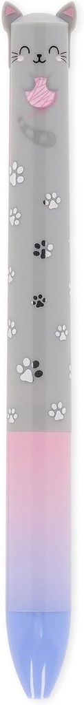 Legami - Tus bicolor, albastru si roz, stilou Click&Clack, ideal pentru scoala, birou, acasa, bicolor, diametru varf de 1 mm, motiv Kitty