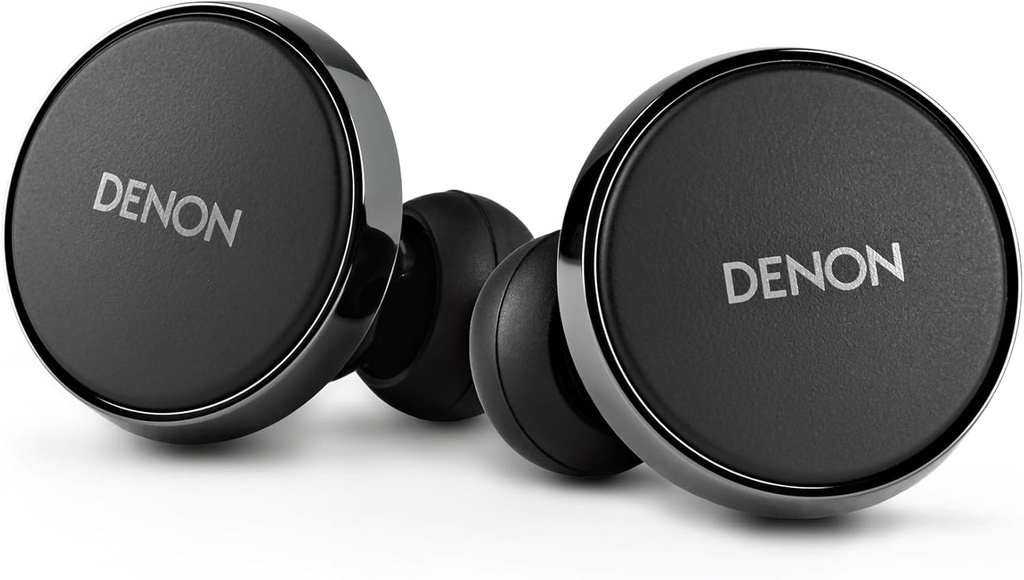 Casti Denon PerL Pro Premium True Wireless, profil de sunet personalizat cu tehnologie acustica adaptiva Masimo, anulare a zgomotului, rezistenta la apa si microfoane integrate, negru