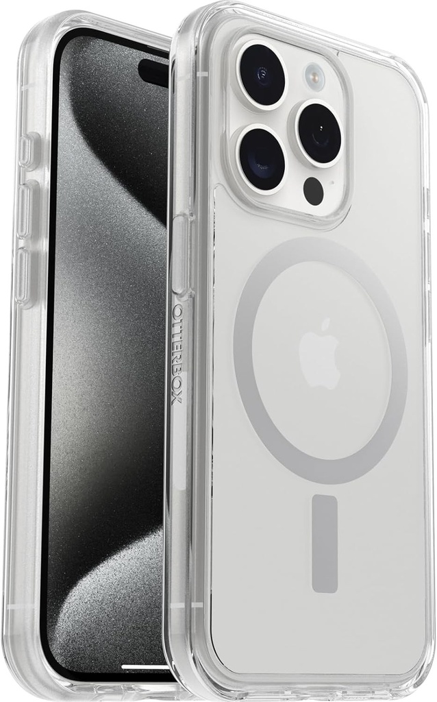 OtterBox Symmetry Clear pentru MagSafe Husa transparenta pentru iPhone 15 Pro, rezistenta la socuri, la cadere, husa de protectie, testata de 3 ori conform standardului militar, transparenta, fara ambalaj de vanzare cu amanuntul