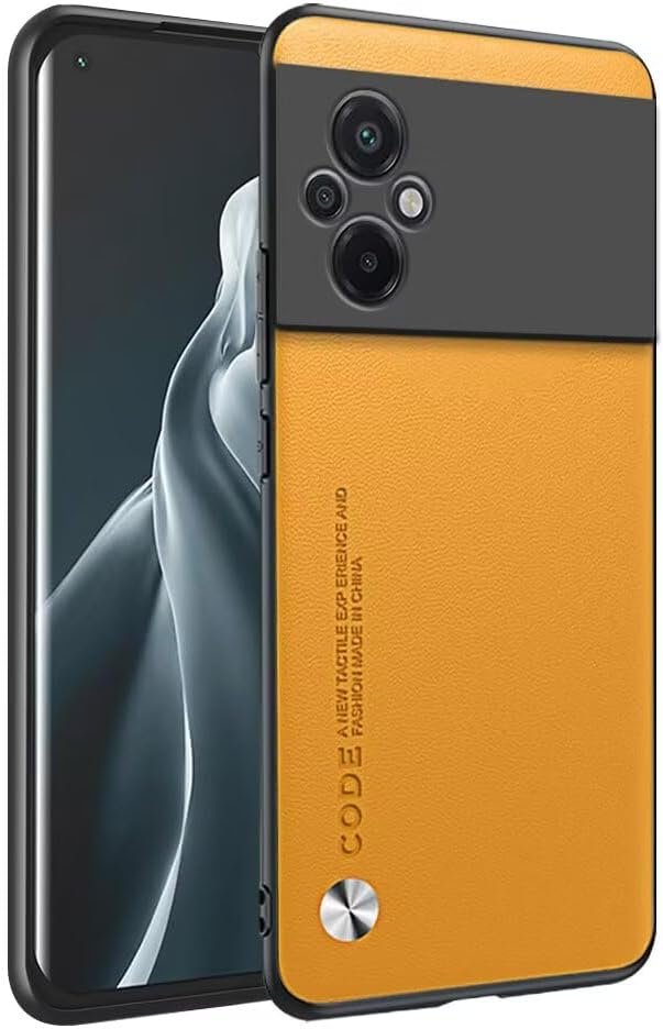 Husa HONLEN pentru Poco M5 / Poco M4 5G (6,58 inchi) Husa pentru telefon Business din piele cu capac din spate, galbena