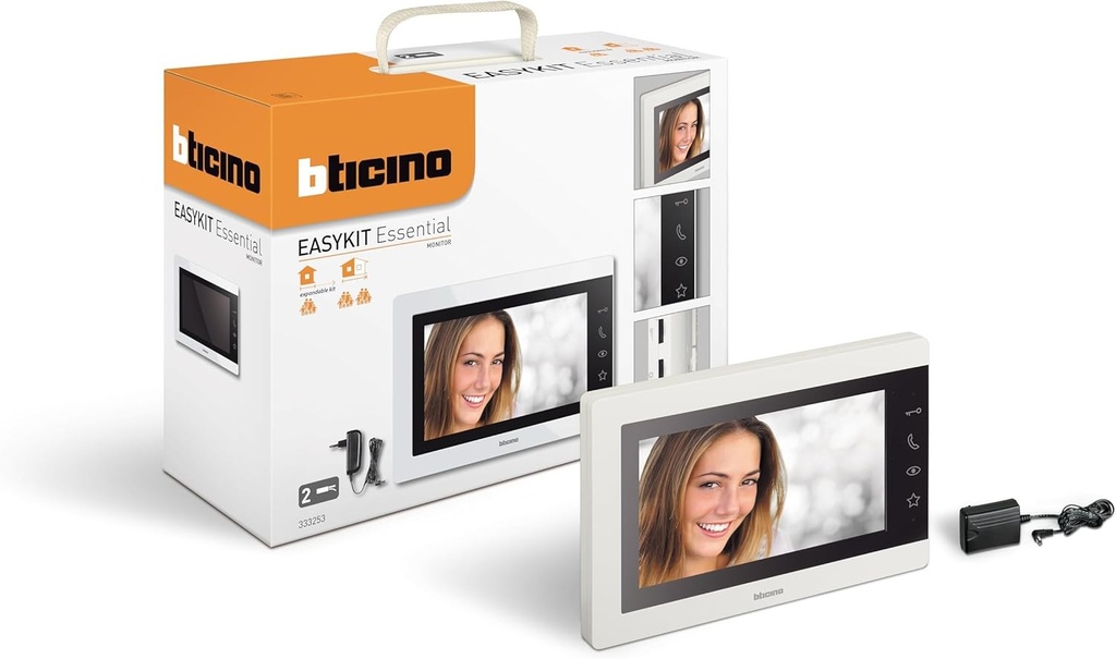 Bticino 333253 VIDEO INTERN SUPLIMENTAR MONITOR INTERN TELEFON 2 fire, culoare 7 inchi cu maini libere si sursa de alimentare cu mufa, culoare alba