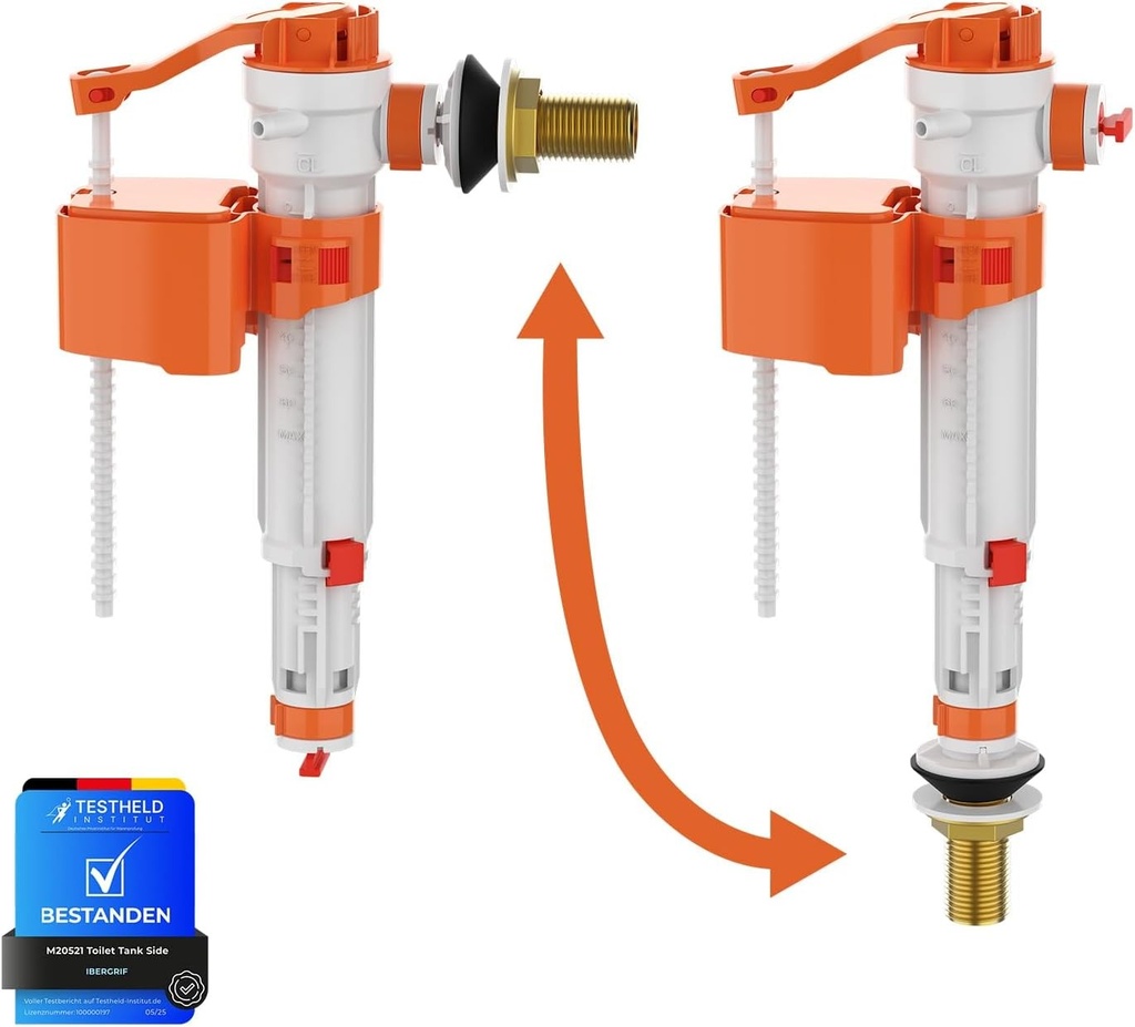 Supapa cu plutitor reversibil Ibergrif M20521 pentru alimentare WC - constructie universala si economica - cuplaj din alama M12 / 17 (3/8") Alb