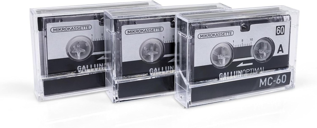 GALLUNOPTIMAL MC60 Microcaseta - Dictafon - Pachet de 3 - Caseta Dictafon - Microcaseta - Caseta audio