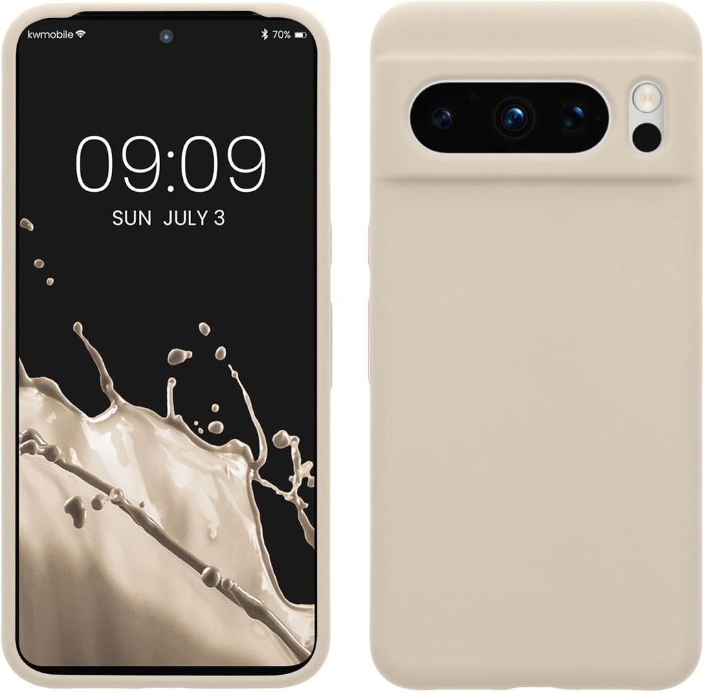 Husa kwmobile Compatibila cu Google Pixel 8 Pro - Husa din silicon pentru telefon - Suprafata moale - Incarcare fara fir - Crem