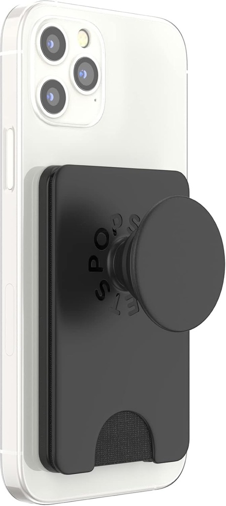 PopSockets: PopWallet+ pentru MagSafe - Suport pentru card cu PopTop integrat interschimbabil pentru smartphone-uri si huse - Negru