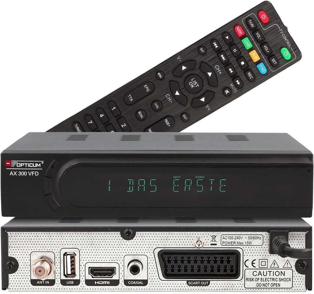 Receptor satelit RED OPTICUM AX 300 VFD cu PVR | Receptor digital prin satelit HD cu afisaj alfanumeric - DVB-S2 - HDMI - SCART - USB 2.0 - Audio coaxial