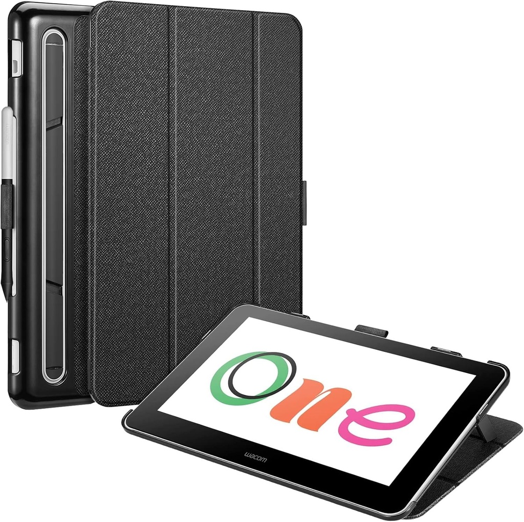 Husa Fintie pentru Wacom One Creative Pen Display de 13,3 inchi, suport trifold Husa de protectie usoara SlimShell pentru tableta Wacom One de desen de 13,3 inchi, negru