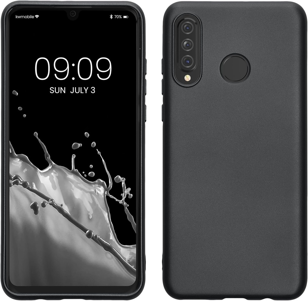 Husa kwmobile compatibila cu Huawei P30 Lite - Husa de protectie din silicon cu stralucire metalica - Husa telefon mobil in gri metalic