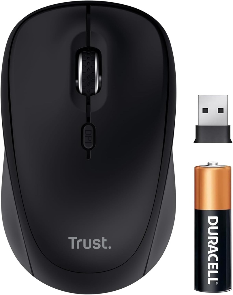 Trust Yuki Silent Mouse fara fir Bluetooth + 2,4 GHz cu baterie, Mouse compact cu mai multe dispozitive pentru utilizatori dreptaci si stangaci, 75% plastic reciclat, PC Laptop Windows iOS Android Mac
