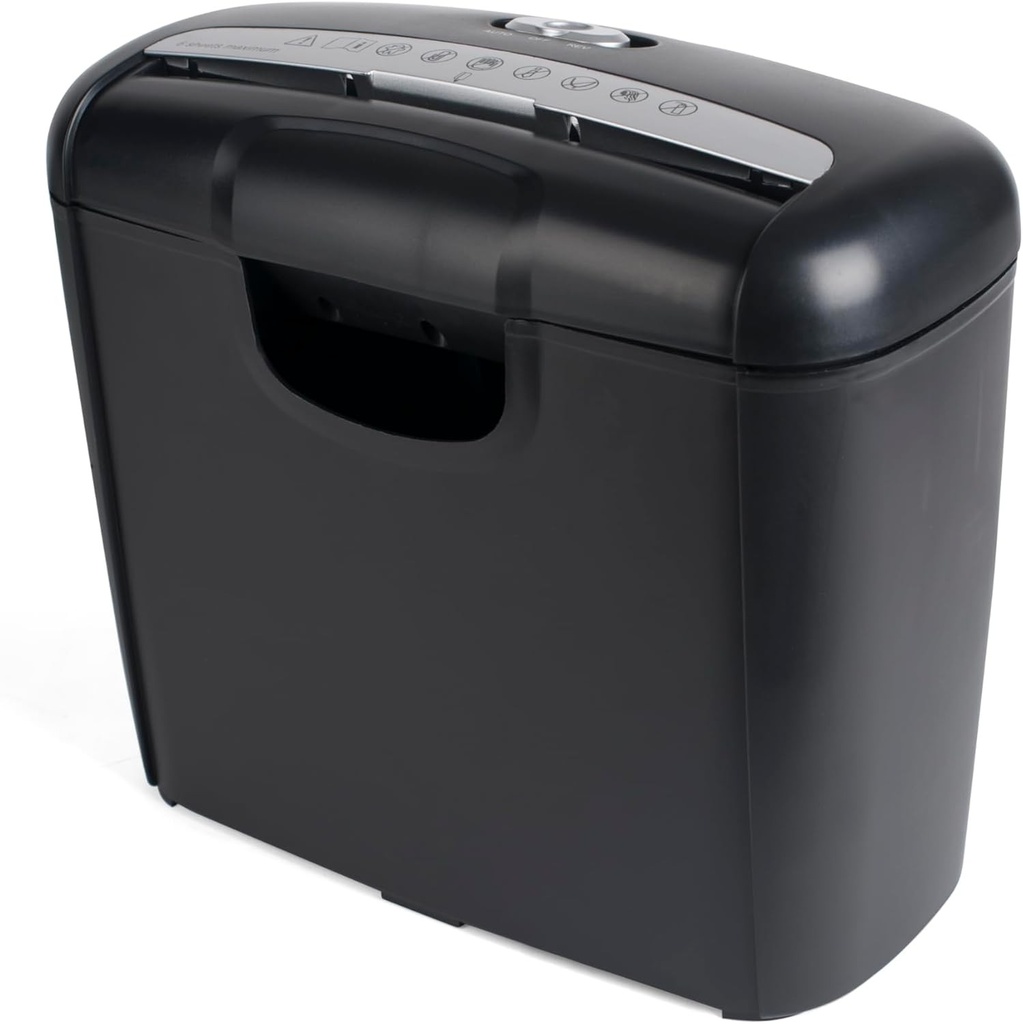 Pavo - Tocator de documente premium de pana la 6 coli, taiat in banda, tocator de carduri de credit inclusiv cos de gunoi, 10 L, negru, 8038770