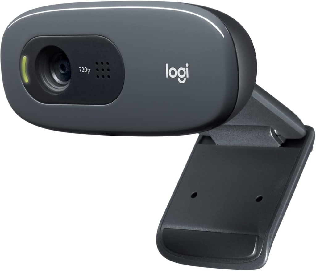 Camera web Logitech C270, HD 720p, camp vizual de 60°, focalizare fixa, compensare a expunerii, conexiune USB, reducerea zgomotului, suport universal, pentru Skype, FaceTime, Hangouts etc. - Negru