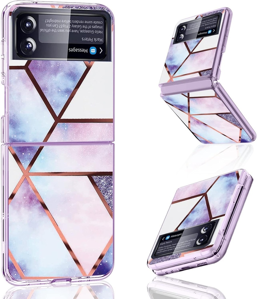 Husa 18eay Z Flip3 5G, husa transparenta din silicon TPU cu model de marmura pentru Samsung Galaxy Z Flip 3