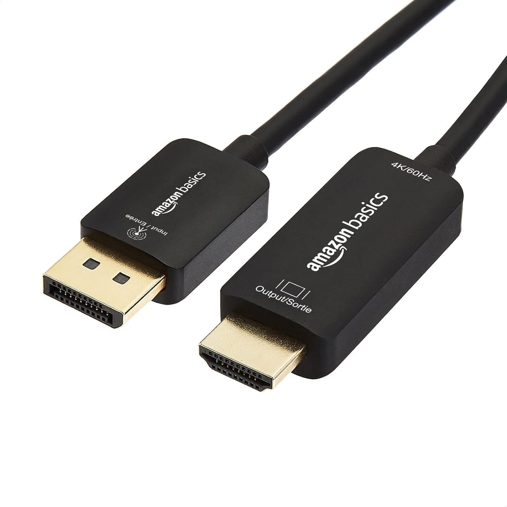 Cablu de afisare Amazon Basics uni DisplayPort la HDMI, 4K la 60 Hz, 1,8 m, negru