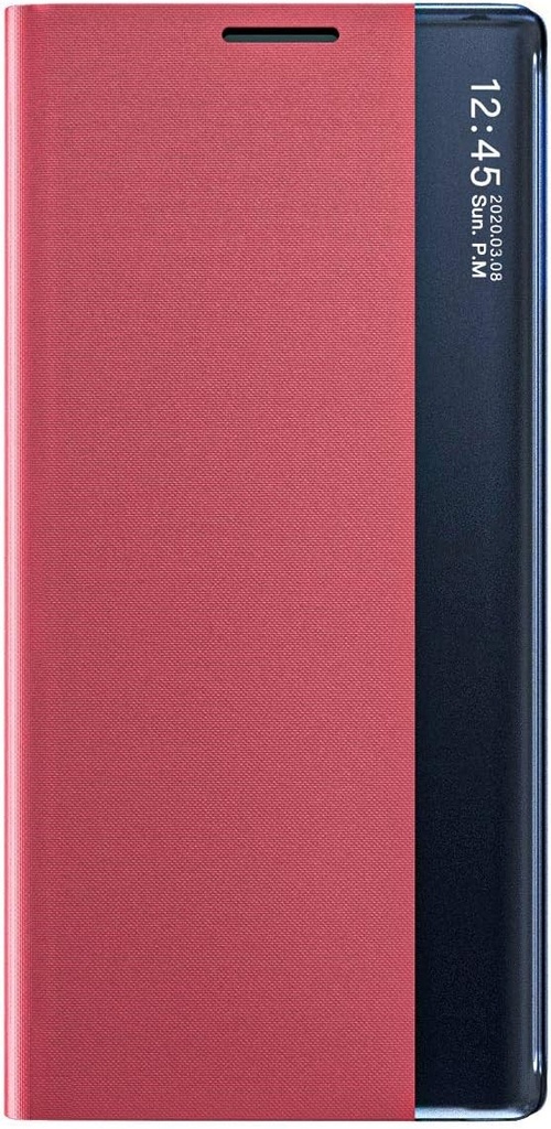 Husa TANYO Smart View pentru Samsung Galaxy Note 20 (5G / 4G), husa cu clapeta premium cu fereastra de vizualizare clara, husa eleganta cu oglinda cu suport pliabil - roz