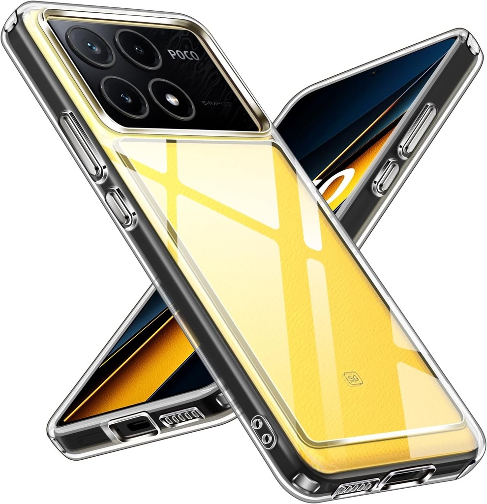 ivoler Husa transparenta HD anti-galbenire pentru Xiaomi Poco X6 Pro 5G, [Protectie militara] Husa de protectie subtire, transparenta, rezistenta la socuri, husa de protectie rigida pentru PC