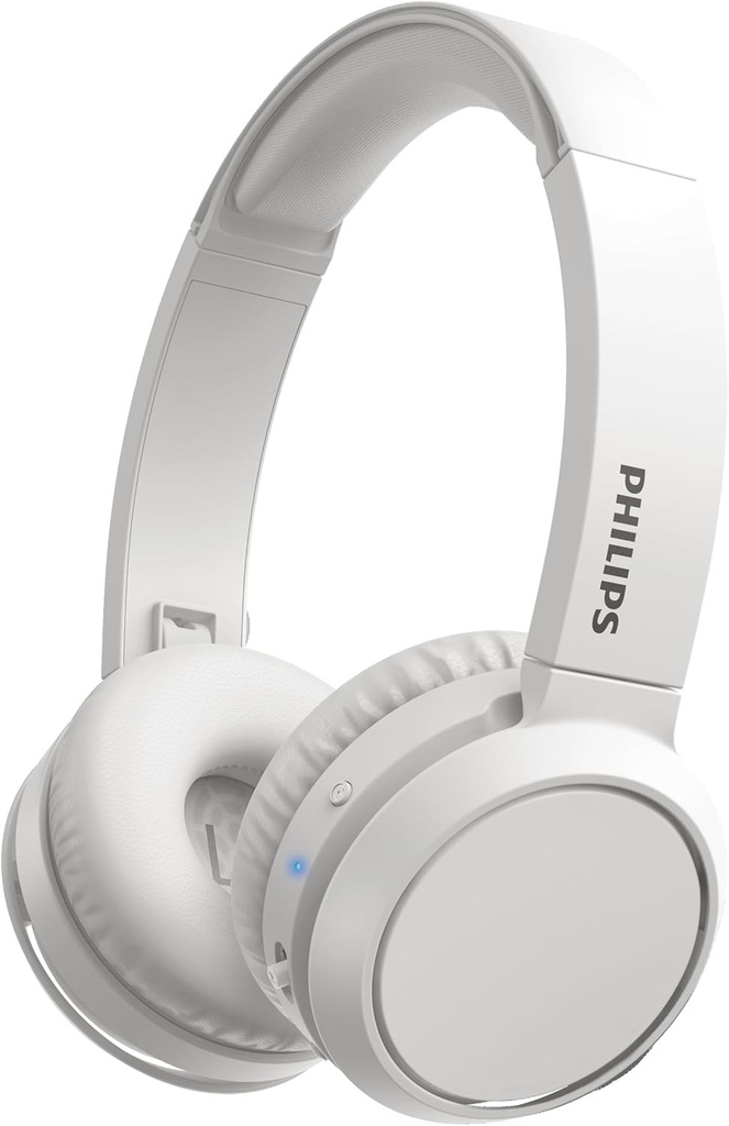 Philips Audio H4205Wt/00 Casti on-ear fara fir cu amplificare a basului cu o singura atingere (Bluetooth, 29 de ore de redare, incarcare rapida, izolare la zgomot), alb mat