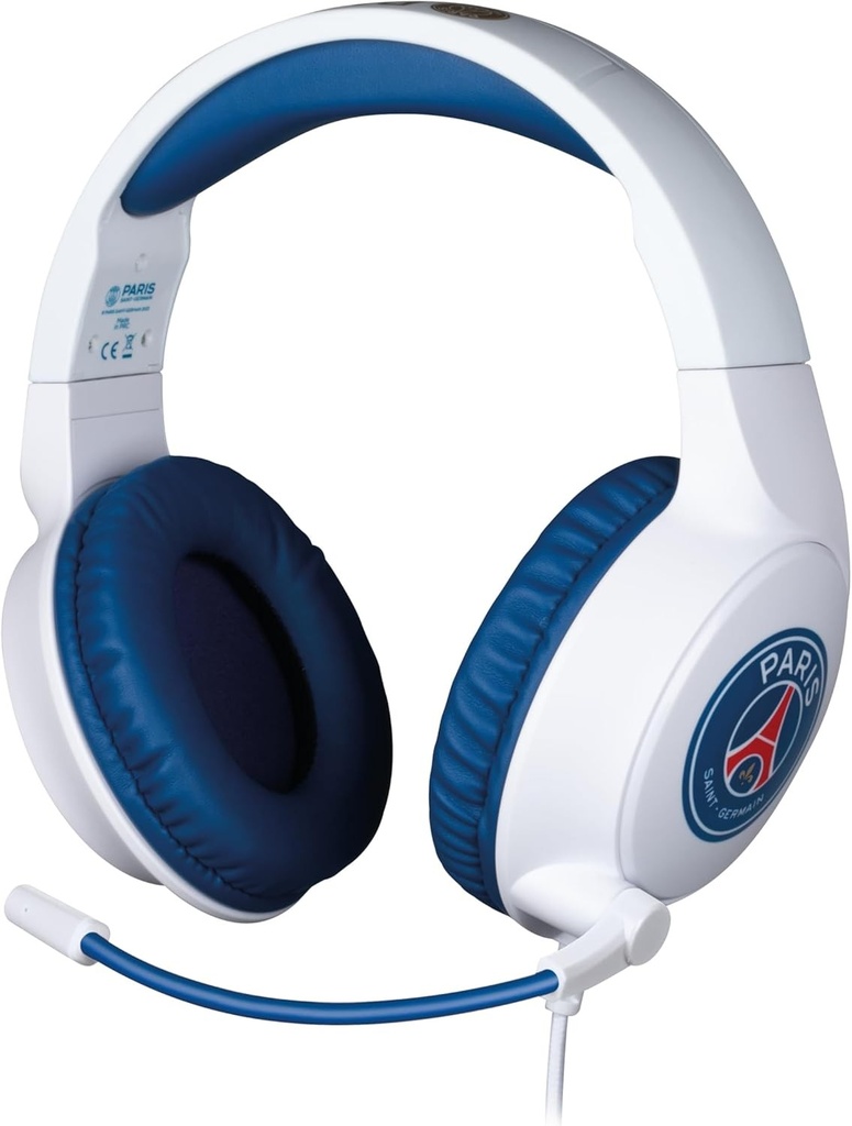Casti de jocuri cu fir Konix PSG pentru PC, PS4, PS5, Switch, Xbox One si Series X|S - Microfon la 45° - Cablu de 1,5 m - Mufa de 3,5 mm - Alb si Albastru