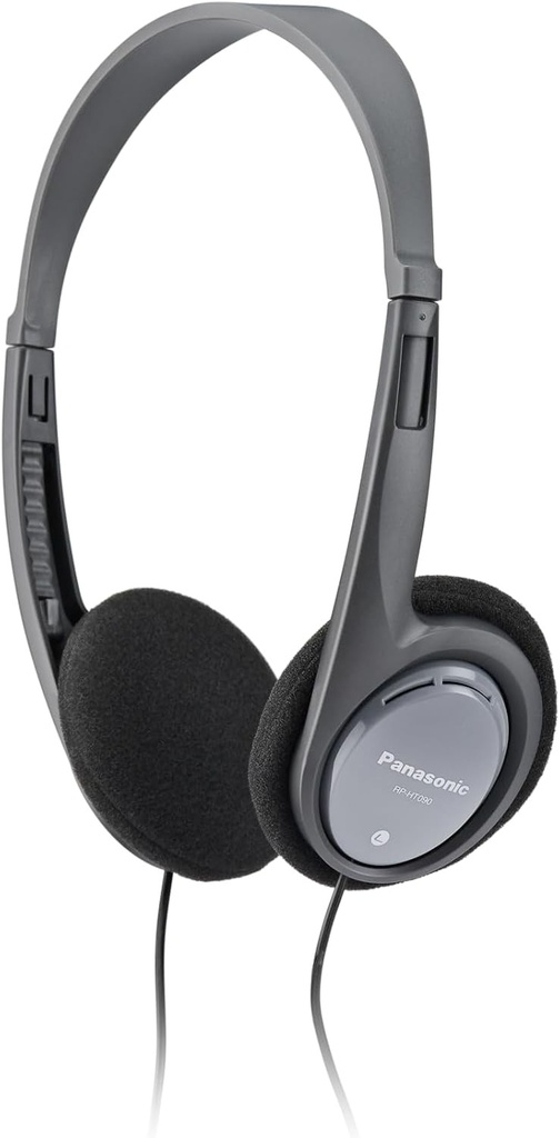 Casti stereo cu fir Panasonic RP-HT090, usoare pentru confort, cablu de 5 m pentru utilizarea cu televizorul, difuzor de 30 mm, gri