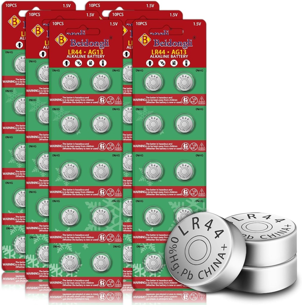Baterii buton AG13 LR44 1,5 V fara mercur 60 bucati (357/357A/L1154/A76/GPA76)(lr44-6-60)