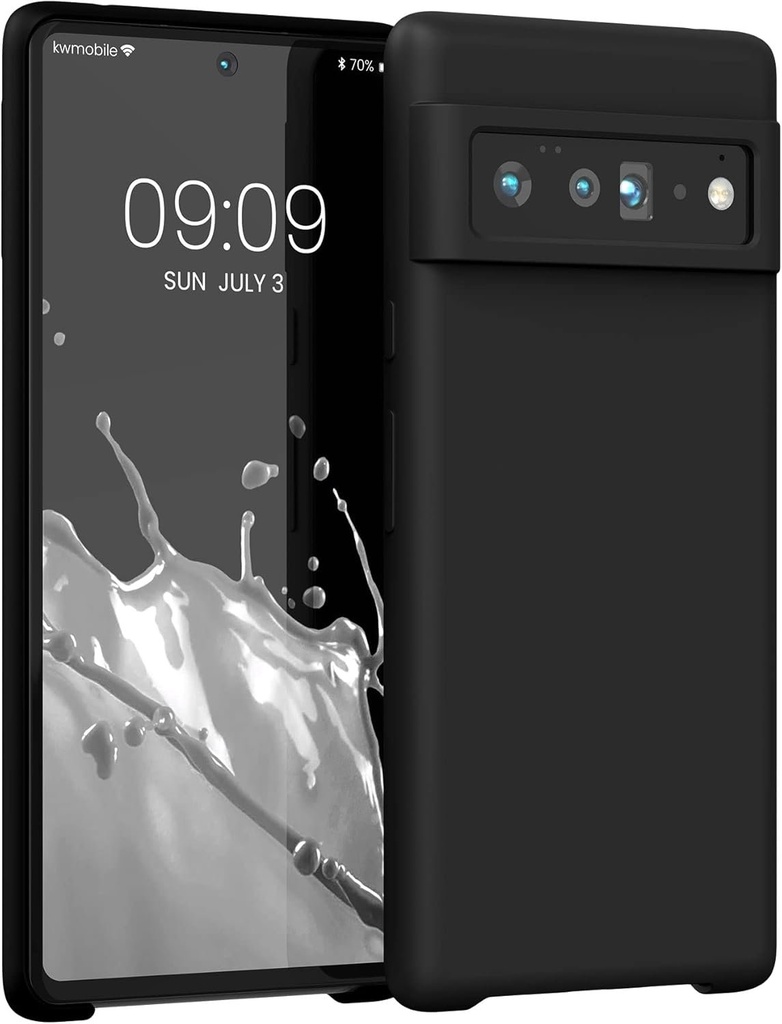 Husa kwmobile Compatibila cu Google Pixel 6 Pro - Husa din silicon pentru telefon - Suprafata moale - Incarcare fara fir - Neagra