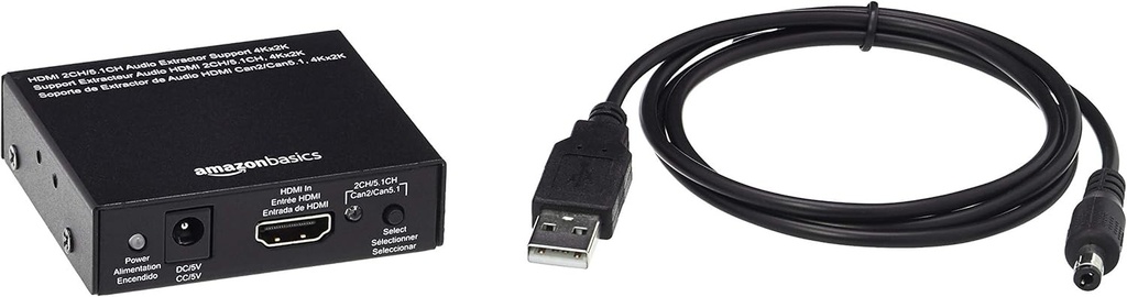 Convertor Amazon Basics Audio Extractor, HDMI la HDMI + Audio (SPDIF + RCA Stereo), negru