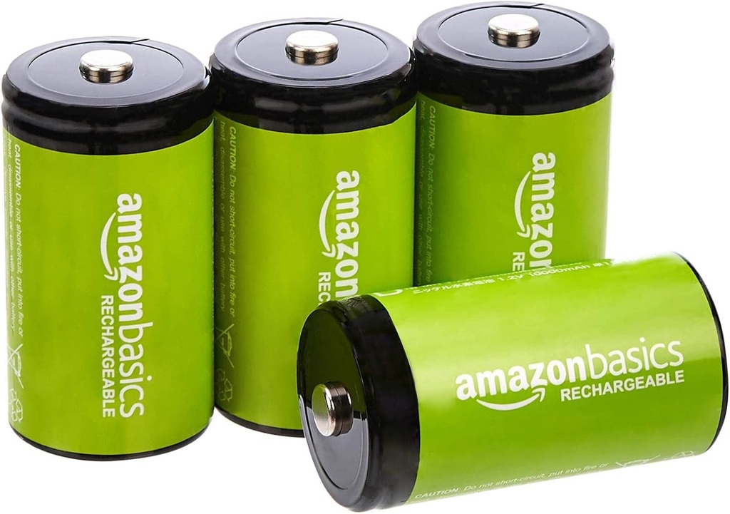 Baterii reincarcabile Amazon Basics D-Cell, 10.000 mAh, NiMH, pachet de 4 (aspectul poate varia)