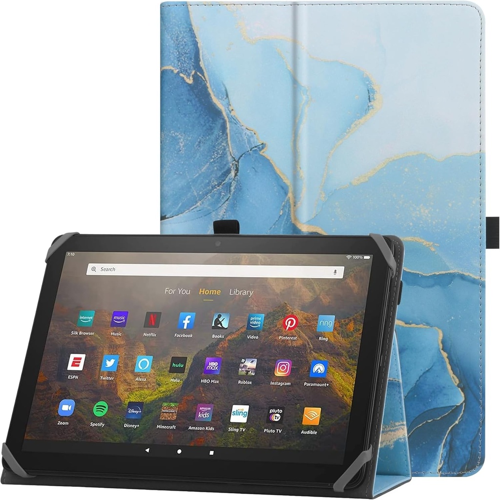 Husa universala HoYiXi pentru tableta de 10-11 inchi Fire Max 11 2023 cu suport Folio si husa de protectie pentru curea de mana pentru tableta Android Samsung Lenovo TECLAST de 10-11 inchi - Blue Marble