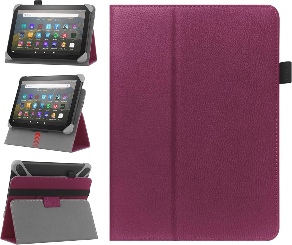 Husa universala HoYiXi pentru tableta Samsung Galaxy Lenovo Huawei Fire de 7-8 inchi in doua pozitii reglabila cu suport si curea de mana - violet