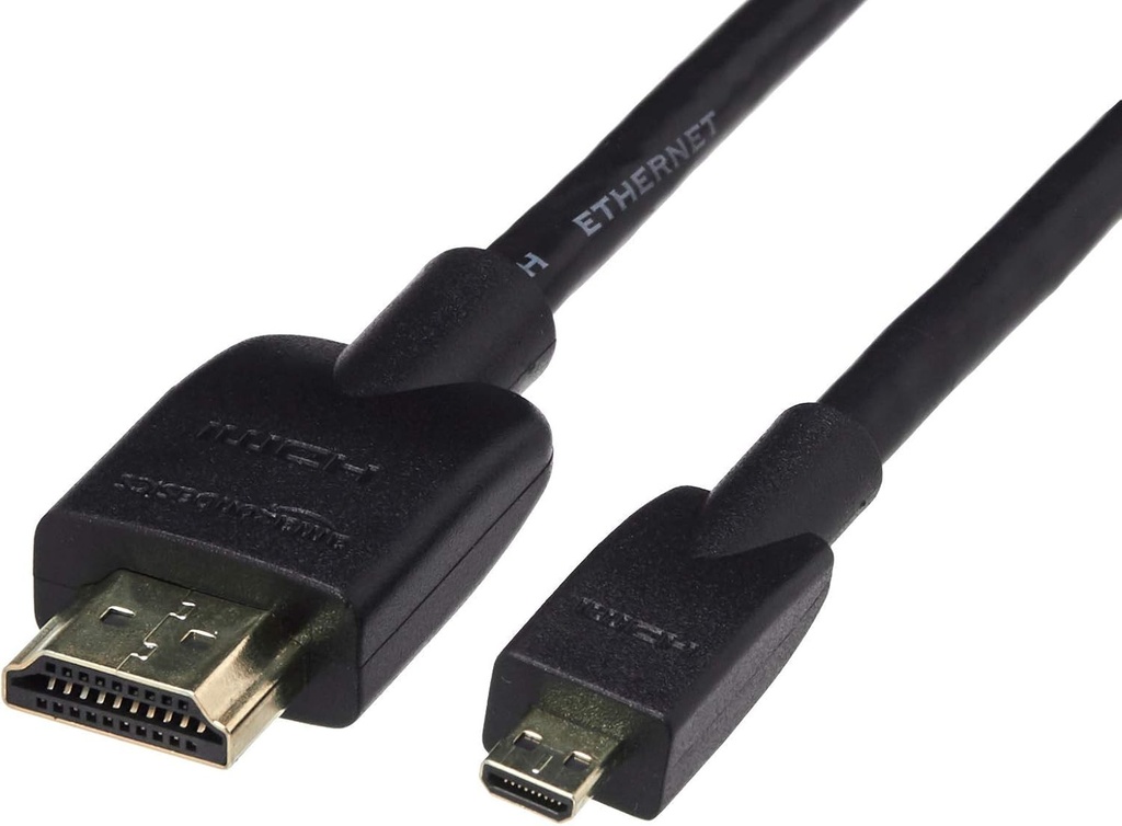 Amazon Basics - Cablu flexibil Micro HDMI la HDMI, 1,8 m, negru