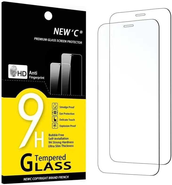 NEW'C Pachet de 2, Sticla securizata pentru iPhone 12, 12 Pro (6.1), Film protector pentru ecran - Fara bule - Ultra rezistent (0,33 mm HD Ultra Transparent) Sticla duritate 9H