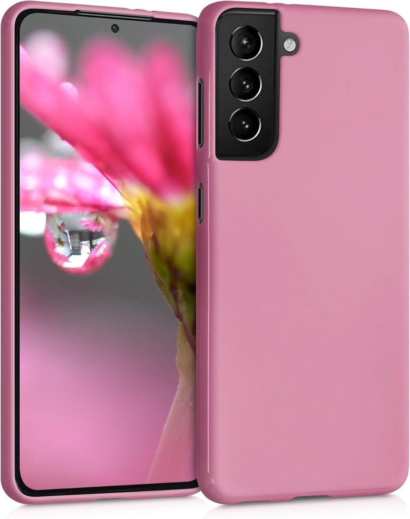 Husa kwmobile Compatibila cu Husa Samsung Galaxy S21 - Husa de protectie din silicon moale - Roz Inchis
