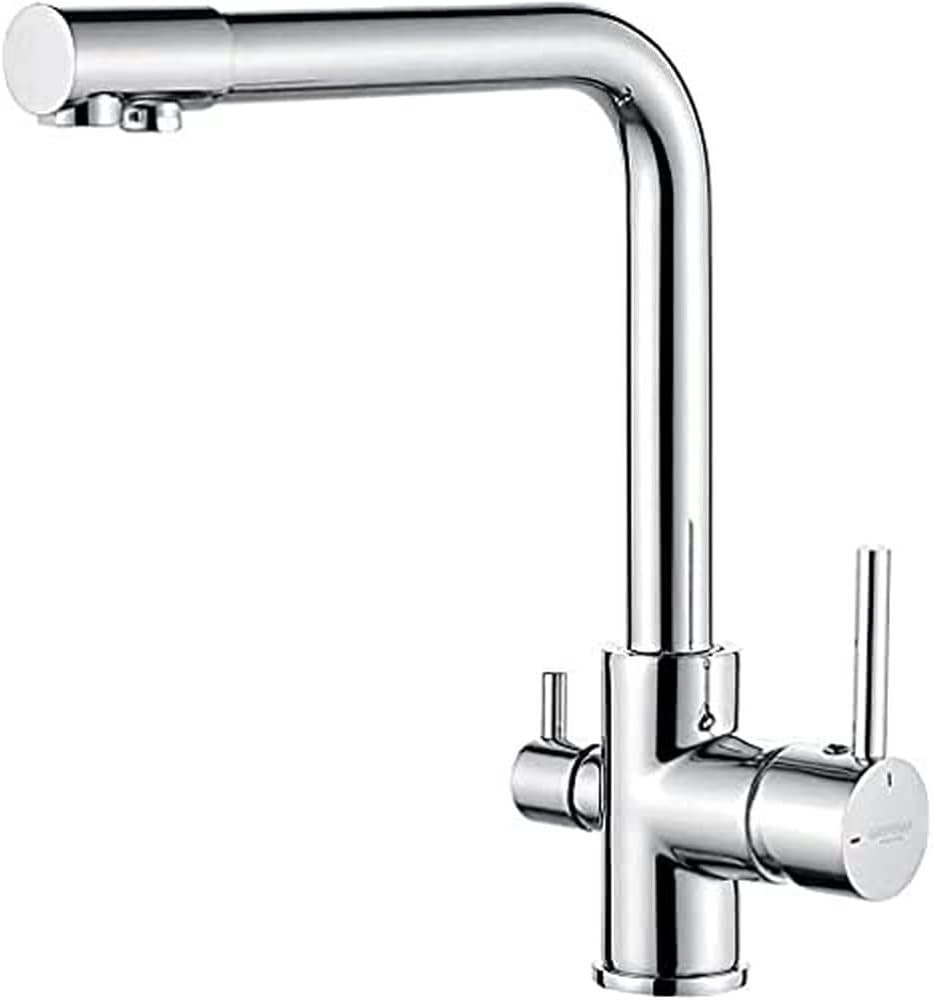 GRIFEMA DOVER-G4003 Baterie de bucatarie cu 3 cai pentru sisteme de osmoza, Baterie de bucatarie cu trei cai cu pipa pivotanta 360° (G3/8 inch), crom