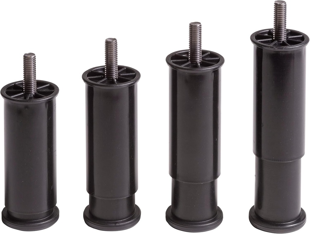 Picioare reglabile IPEA 4X pentru mobila, bucatarie, canapea, dulapuri - Set de 4 picioare extensibile in inaltime de la 100 la 145 mm - Picioare negre - Prelungire 45 mm