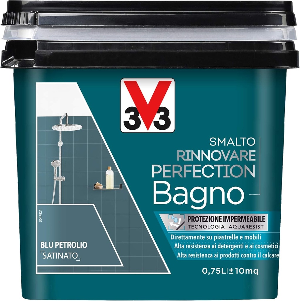 V33 Perfection Baie Enamel Renewal Satin Petrol Blue 0,75 L