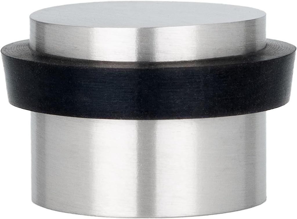 Opritor de usa adeziv EVI Herrajes 040163AM, finisaj mat din otel inoxidabil - cauciuc negru, 28x20mm