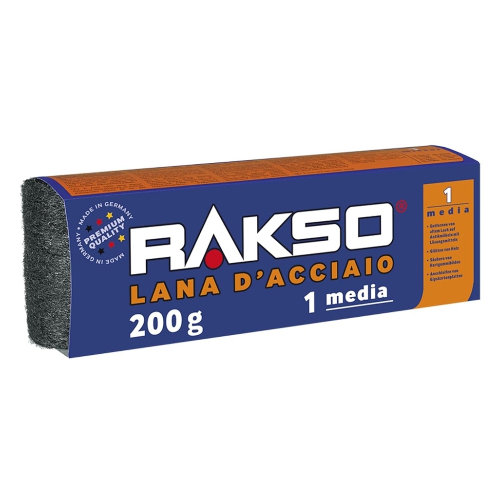 RAKSO Medium Steel Wool 1.200g, 1 banda, netezirea suprafetelor din ...