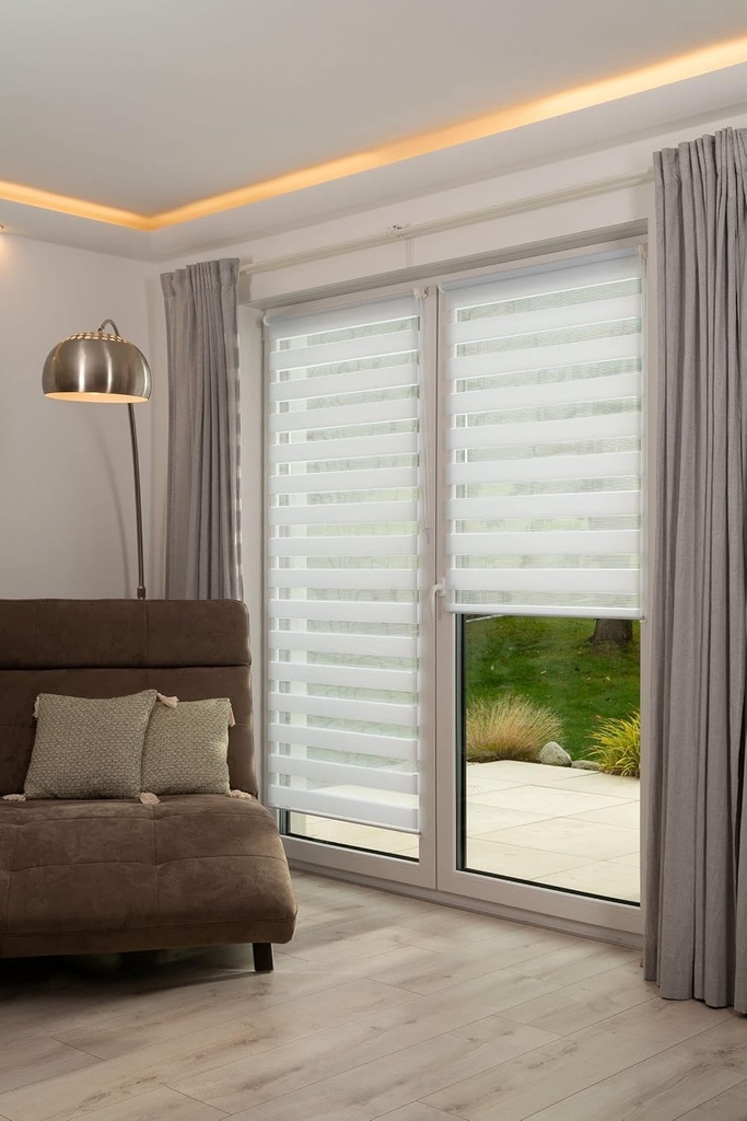 K-home Klemmfix rulou dublu Madrid fara gaurire, alb, 85 x 150 cm (l x l)