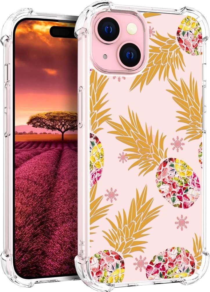 Carcasa pentru iPhone 15, transparenta, cu model dragut de carlig, pentru femei si fete, rezistenta la zgarieturi, pentru iPhone 15