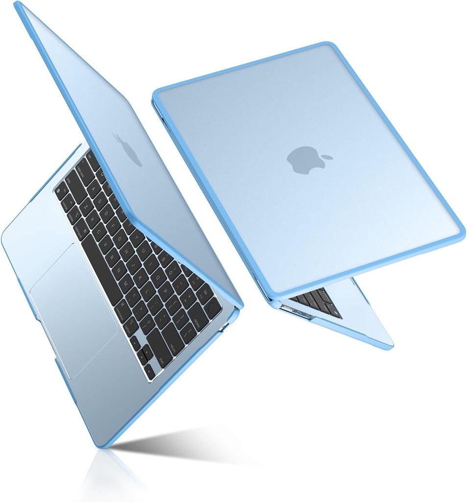 Carcasa TPU BlueSwan compatibila cu MacBook Air 13,6 inch M4 M3 M2 2025 2024 2022, A3240 A3113 A2681, rama anti-rupere, husa de protectie rigida pentru Mac 13 - (margine galbena) mata, culoare Stellar Light
