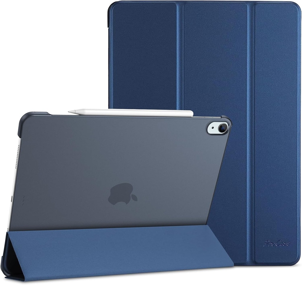 Husa ProCase pentru iPad Air 13 inch (M3/M2 2025/2024), Husa de protectie tripla pentru iPad Air M3 2025/M2 2024 de 13", Husa inteligenta subtire si usoara cu spate translucid mat - Bleumarin
