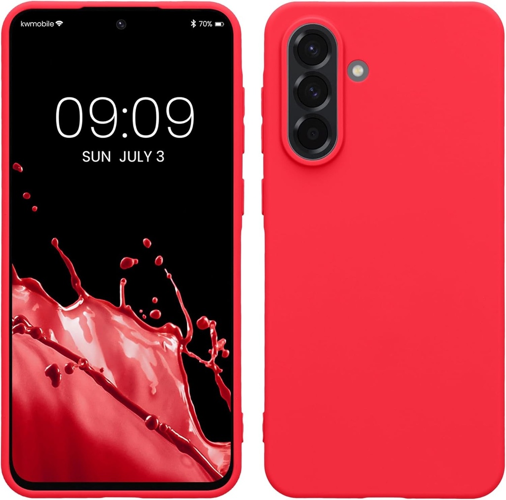 Husa kwmobile compatibila cu Samsung Galaxy A56 5G - Carcasa din silicon TPU moale - Potrivita pentru incarcare wireless - Roz neon