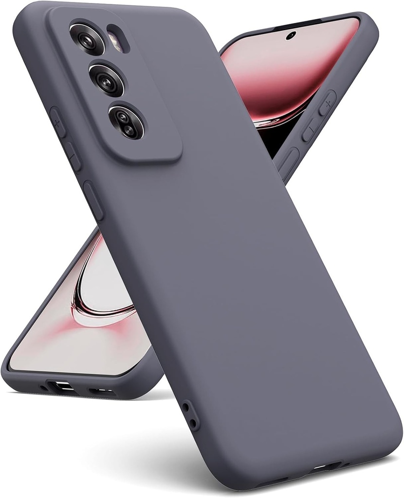 Oududianzi - Carcasa compatibila cu Oppo Reno 12 Pro 5G [Husa din silicon lichid] [Interior din microfibra] Carcasa rezistenta la socuri, din silicon lichid, gel si cauciuc pentru Oppo Reno 12 Pro 5G - Gri inchis