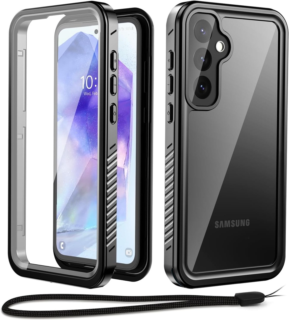 Carcasa Beeasy pentru Samsung Galaxy A55 5G, rezistenta la apa si socuri, carcasa cu protectie completa impermeabila IP68 360° cu protector de ecran, husa ranforsata impermeabila, antipraf, incasabila pentru A55 (6,6")