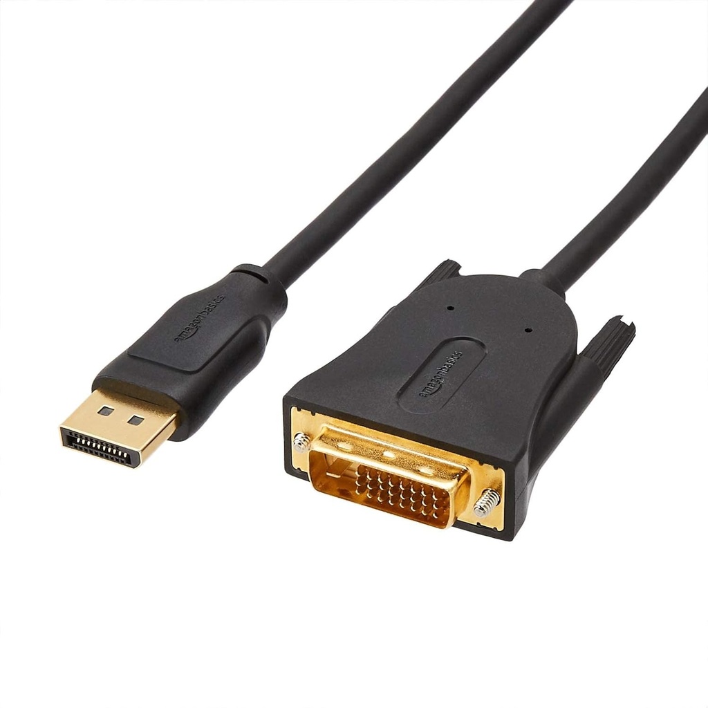 Cablu Amazon Basics DisplayPort la DVI cu conectori placati cu aur, 1,8 m, negru