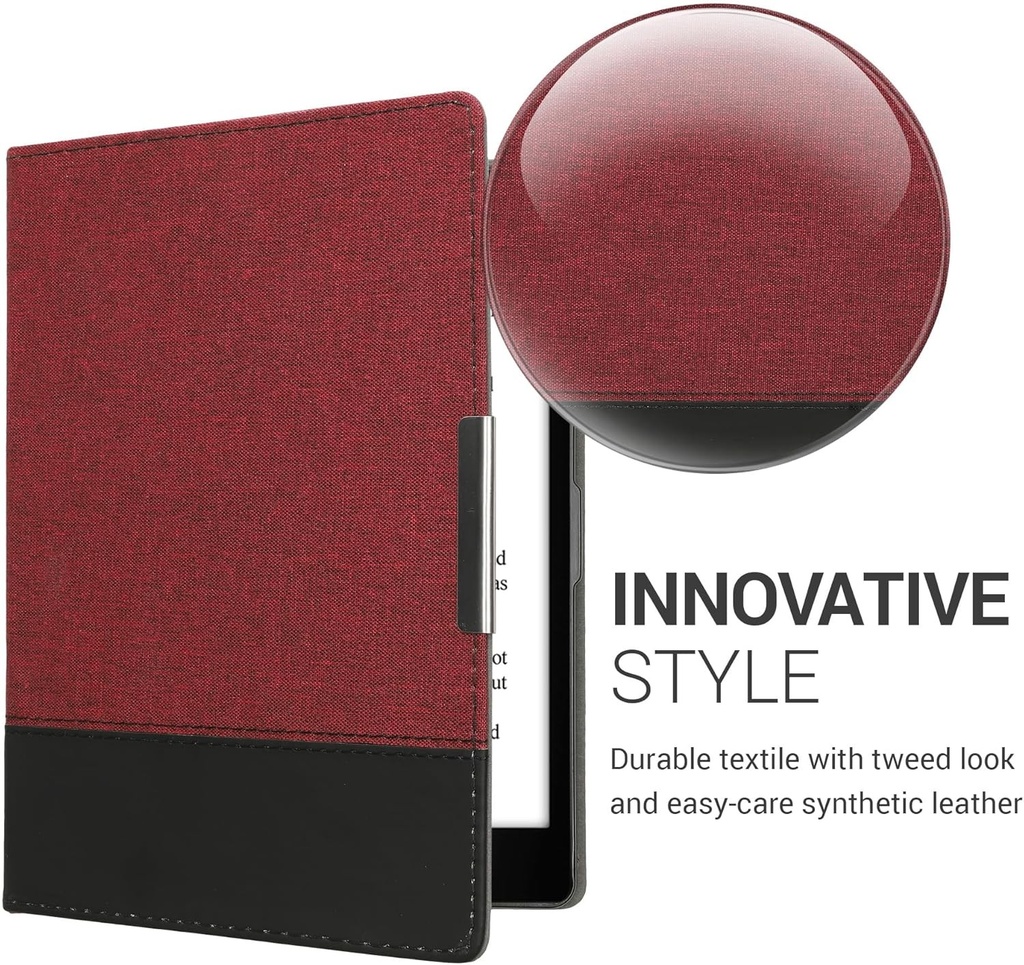 Husa pentru e-reader kwmobile compatibila cu Kobo Aura One - Husa din panza cu clapa magnetica pentru e-reader