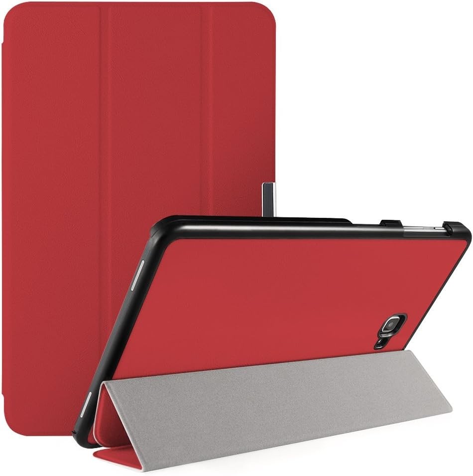 Husa Simpeak compatibila cu Samsung Galaxy Tab A 10.1 2016, husa de protectie din piele PU, husa magnetica ultra-subtire cu functie de suport pentru SM-T580/P580/T585/P585/P585Y - Rosu